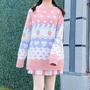 Big Goose Strawberry Flower Heart Sweater